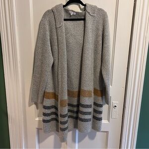 Emory Park Gray Hooded Cardigan with Gold and Black Stripes